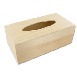 Rectangular wooden tissue box - 24.5 x 8.5 x 12.5 cm