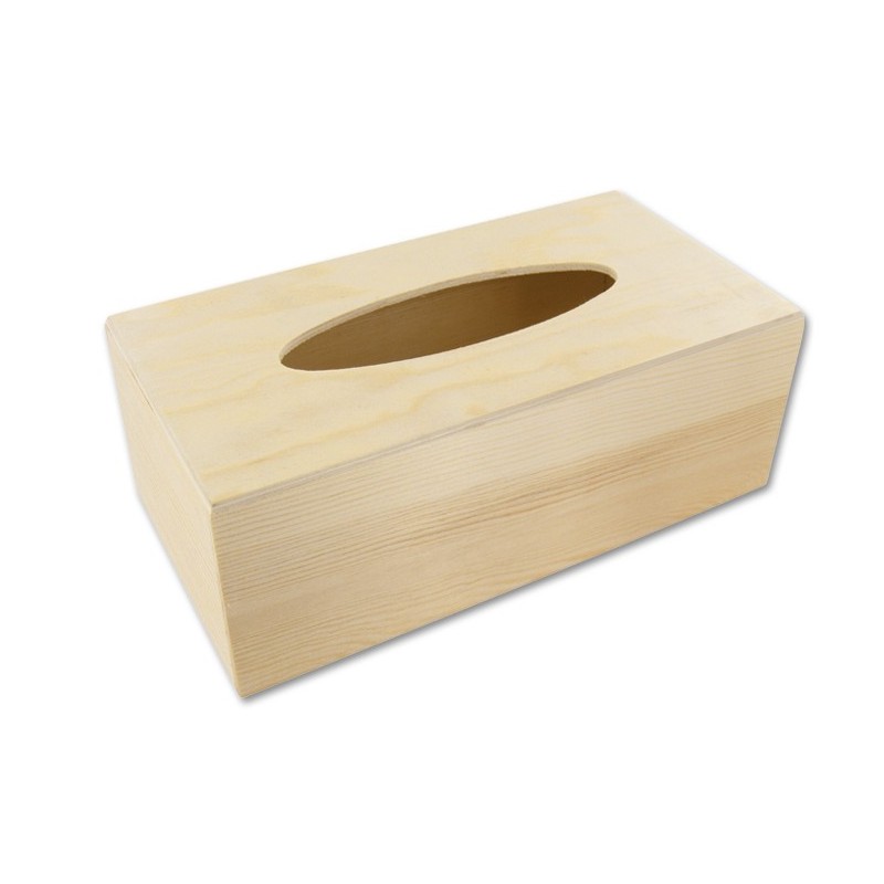Rectangular wooden tissue box - 24.5 x 8.5 x 12.5 cm