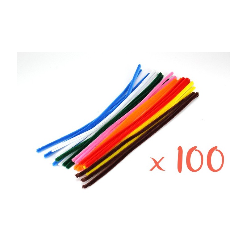 chenillas de colores brillantes - ø 6 mm - 30 cm - juego de 100 piezas