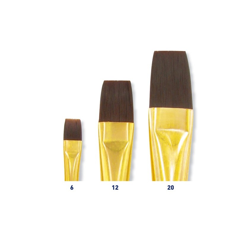 Set of 3 flat brushes with synthetic bristles: N ° 6, 12 and 20