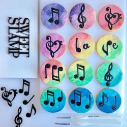 "Music Notes Elements" / Musiknoten Elemente Druckersatz - Sweet Stamp Amycakes