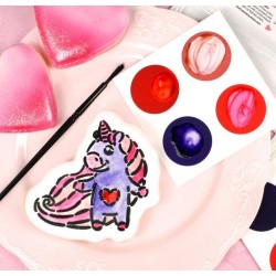PYO tavolozza di pittura "San Valentino" - rosso, viola, rosa neon, rosa morbida - 12 pezzi - Cookie Countess