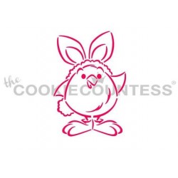 stencil fluffy chick in bunny costume - Cookie Countess