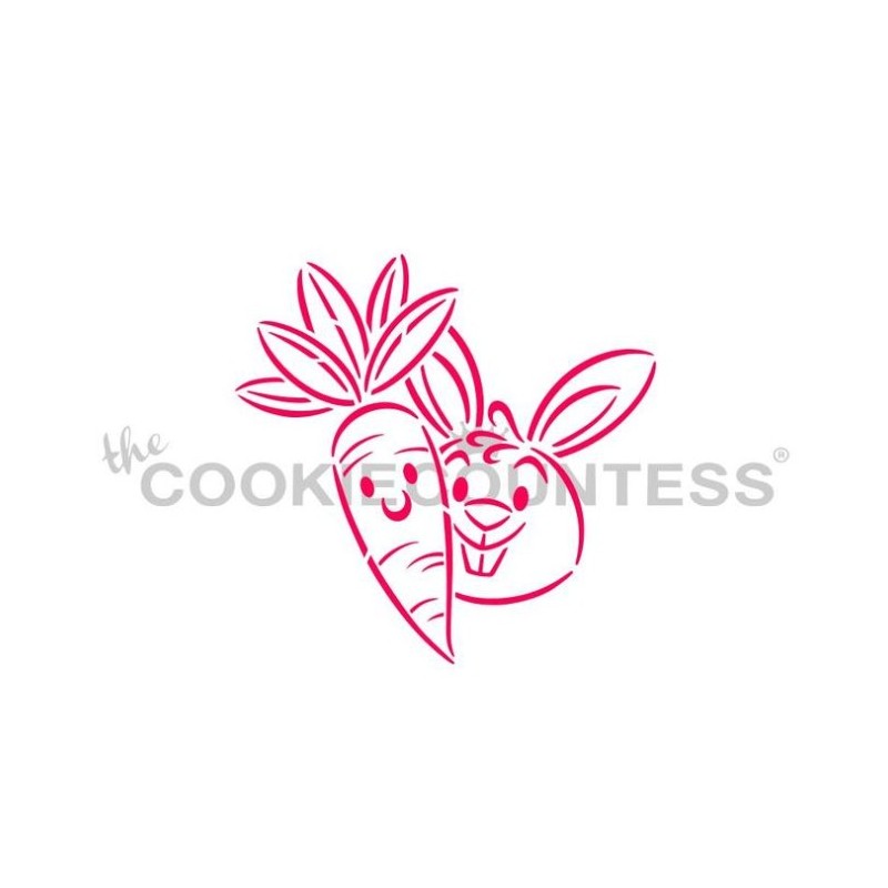 stencil zanahoria y conejito - Cookie Countess