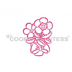 stencil maceta de flores de primavera - 5,84 cm x 7,62 cm - Cookie Countess