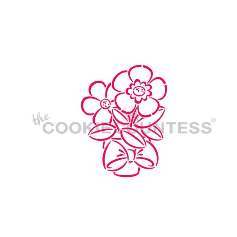 stencil spring flower pot - 2.3" x 3" - Cookie Countess
