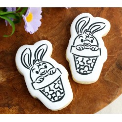 stencil lapin dans un pot - Cookie Countess