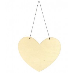 grand coeur en bois à suspendre 20cm - épaisseur : 3 mm