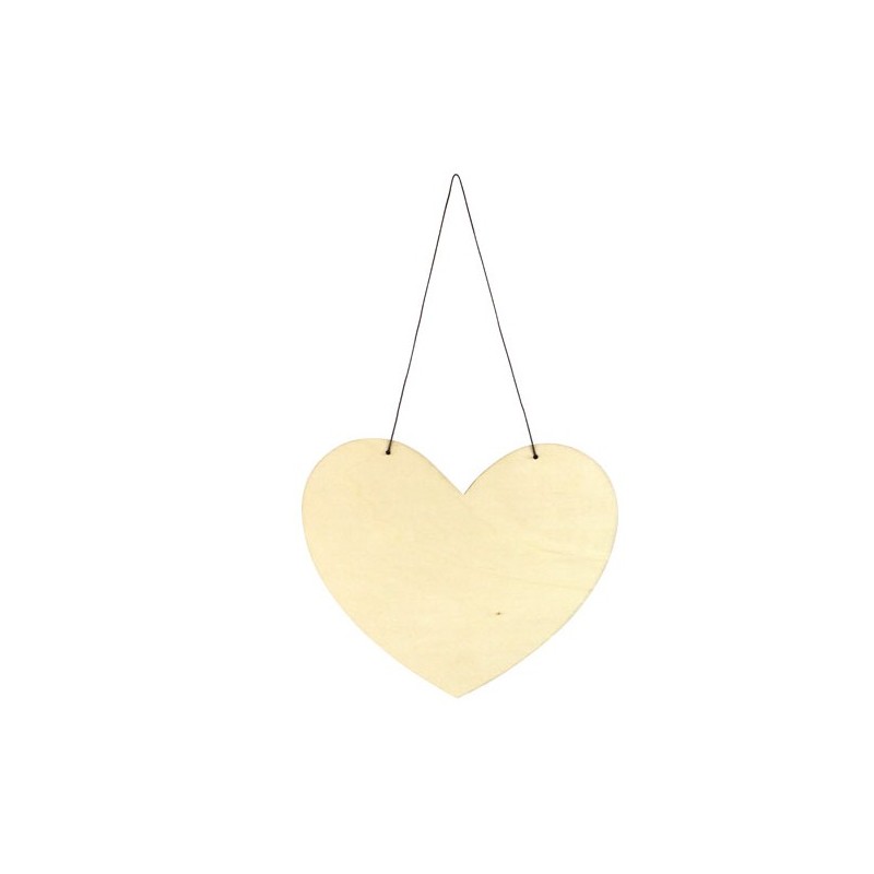 grande cuore in legno da appendere 20 cm - spessore: 3 mm