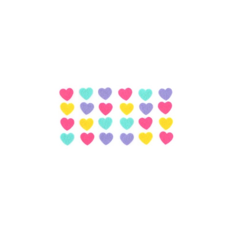 felt heart stickers assorted colors - 1.8 x 1.7 cm - 24 pieces