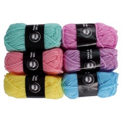 palline di lana di poliestere - pastello - 6 pezzi