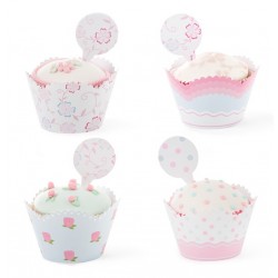 Kit for 12 cupcakes floral motifs - 50 x 32 mm - Decora