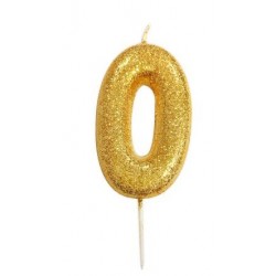 gold glitter number 0 candle