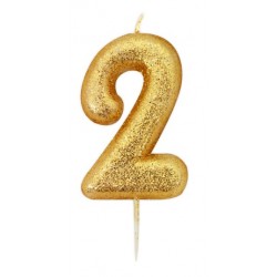 gold glitter number 2 candle