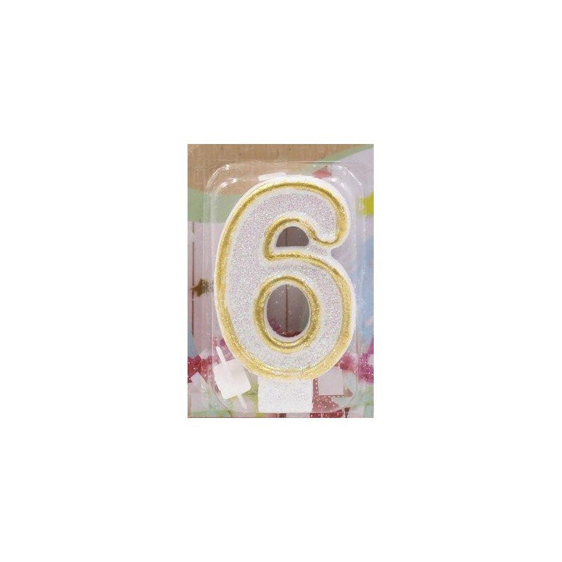gold number 6 candle