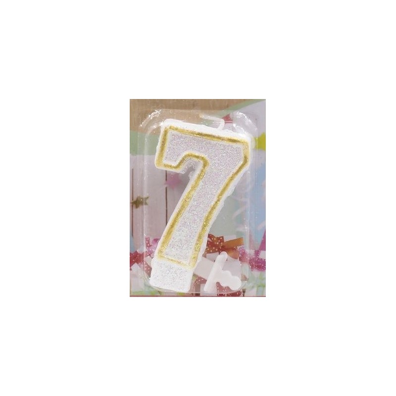 gold number 7 candle