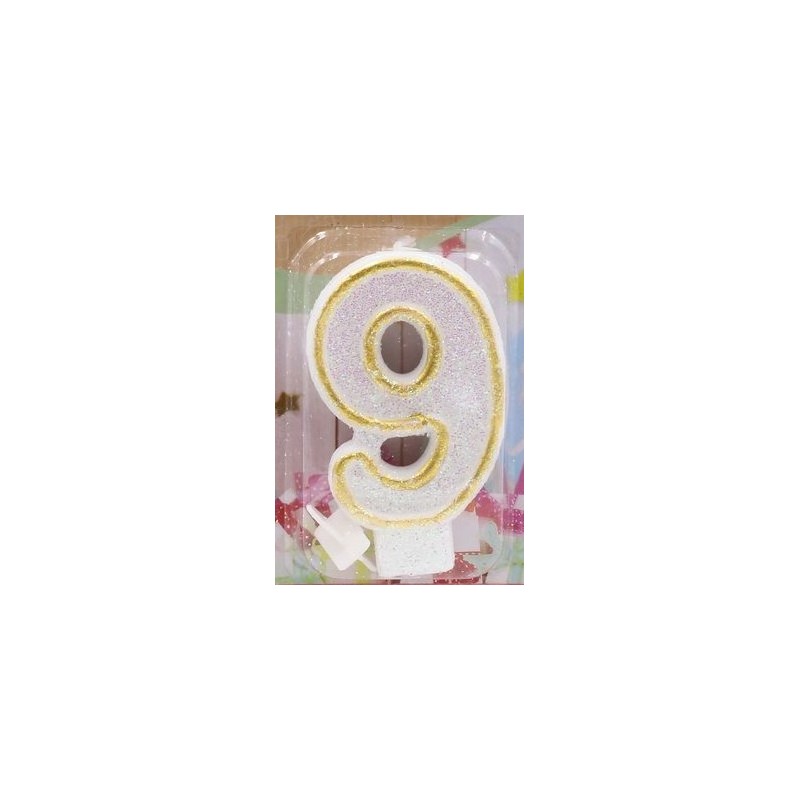 gold number 9 candle
