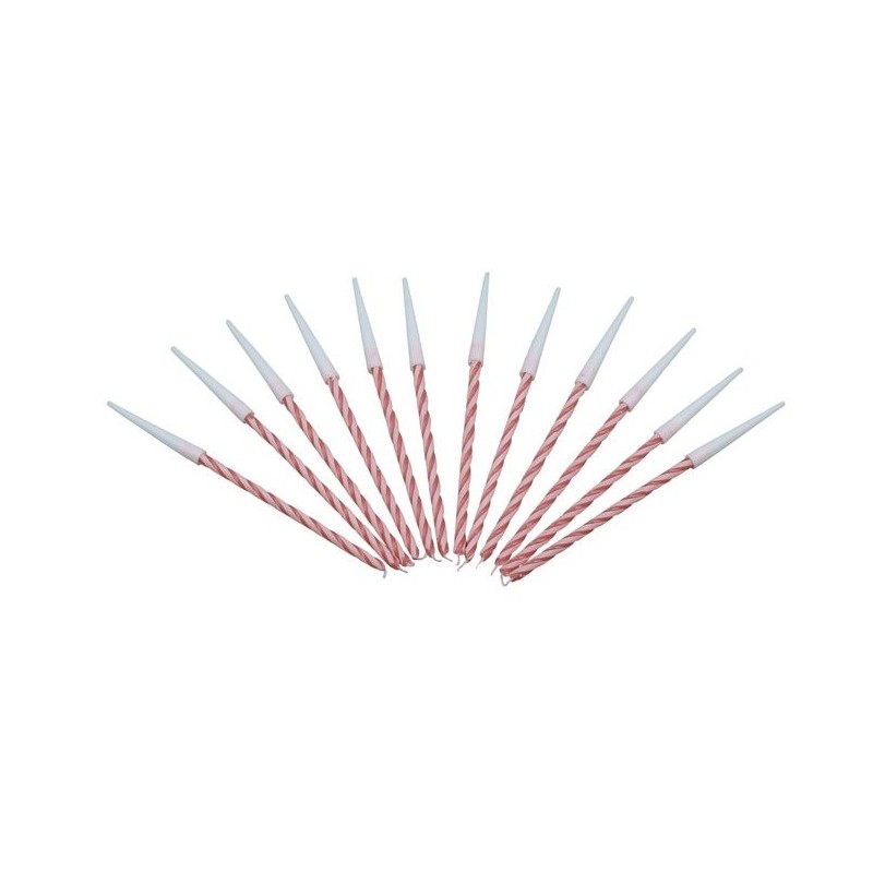 12 red colored spiral candles