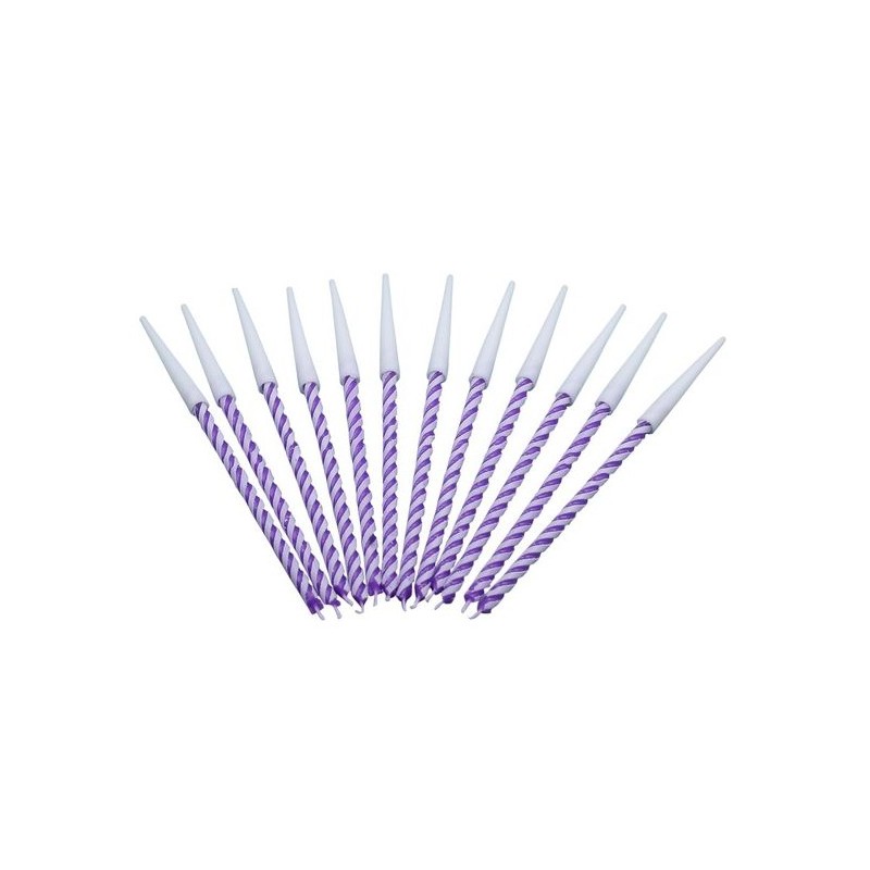 12 purple colored spiral candles