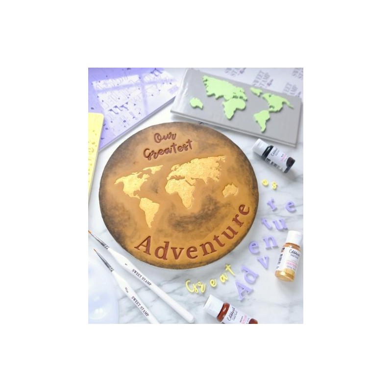 estampadora "Great Adventure World Map Elements" / elementos de gran mapa del mundo - Sweet Stamp Amycakes