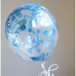 mini ballon confetti - bleu métallique - 2 pièces