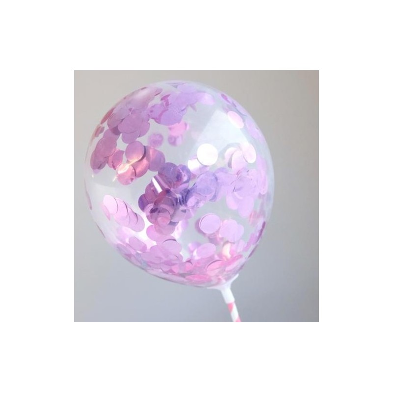 mini ballon confetti - rose métallique - 2 pièces