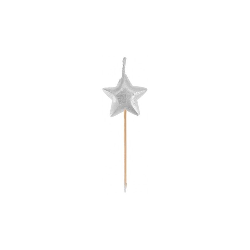 stars candles x 4 - silver