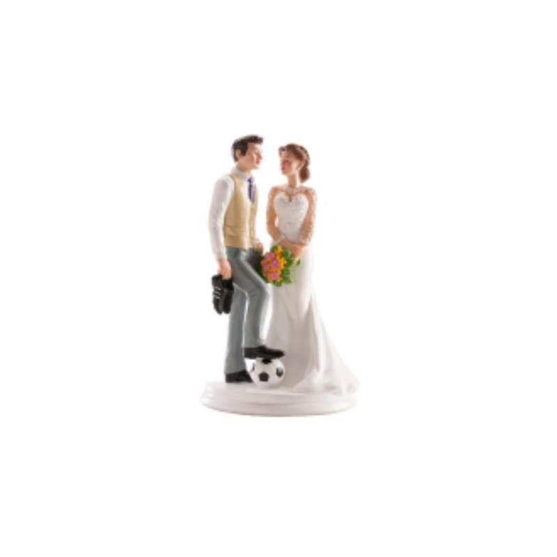 figurine couple de mariés "football" - 20cm