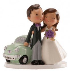 figurita pareja de recién casados "coche" - 12 cm