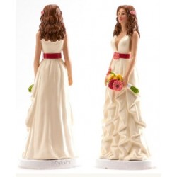 figurine de mariage - femme - bouquet de marguerites colorées - 16 cm
