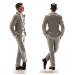 figurine  di matrimonio - uomo - abito grigio - 16 cm