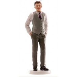 figurine  di matrimonio - uomo - gilet grigio - 16 cm