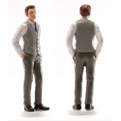 wedding figurine - man - grey vest - 16 cm