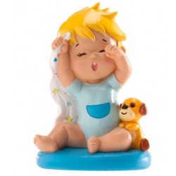 Figurine - yawning boy - blue - 10 cm