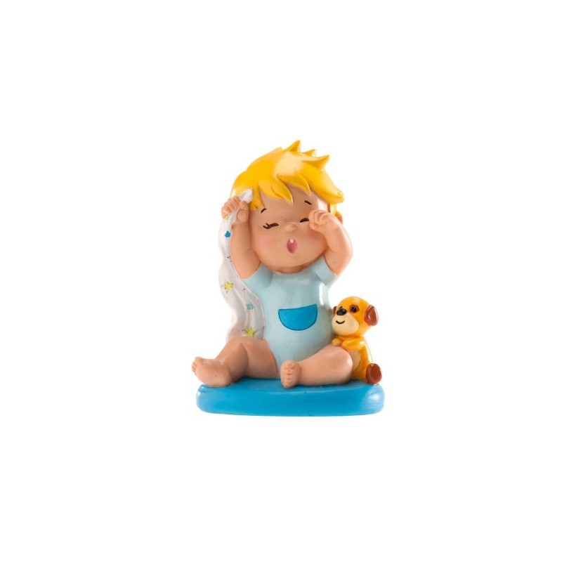 Figurine - yawning boy - blue - 10 cm