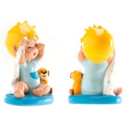 Figurine - ragazzo che sbadiglia - blu - 10 cm