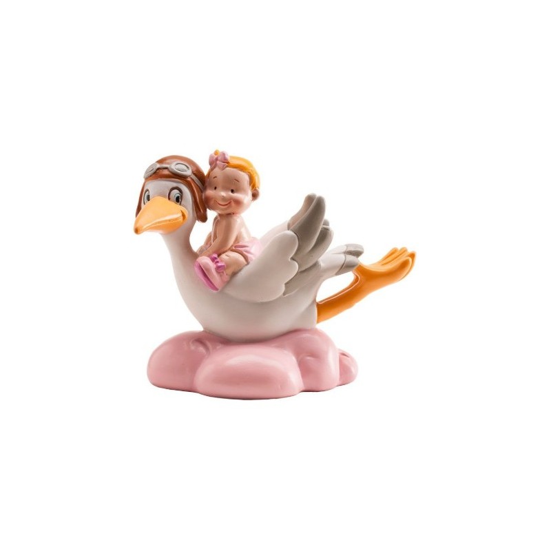 Figur - Storch - rosa - 10 cm