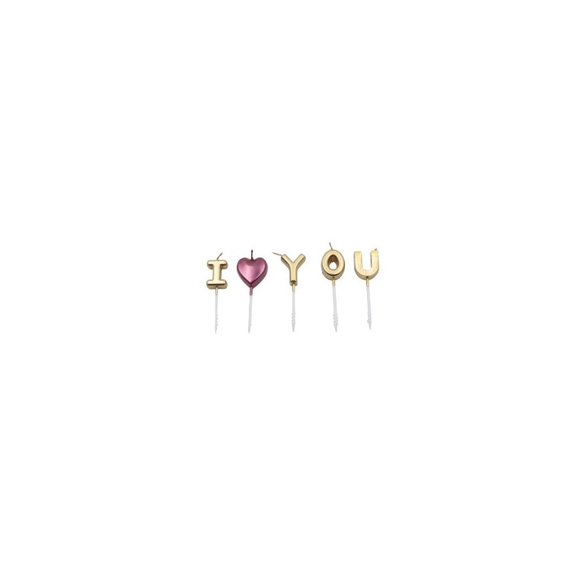 candle - I LOVE YOU - gold