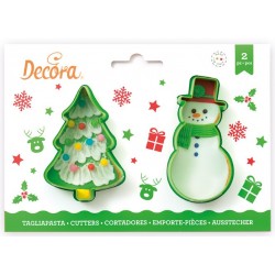 set 2 cookie cutter "Christmas tree & snowman" - Decora