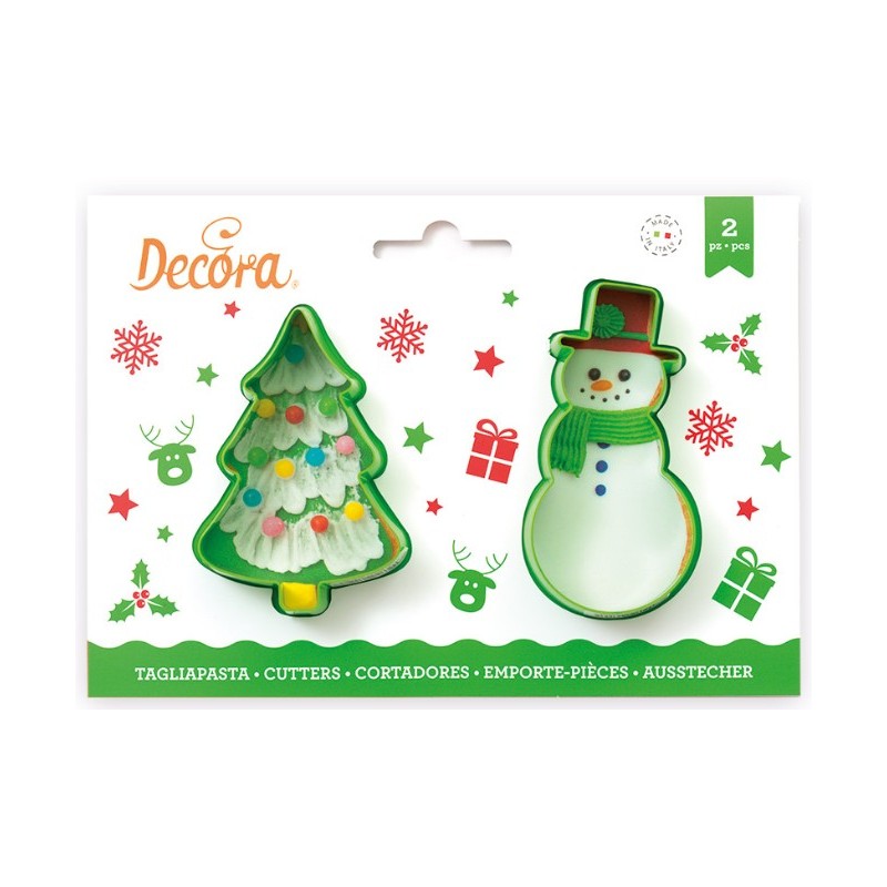 set 2 cookie cutter "Christmas tree & snowman" - Decora