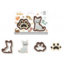 set 2 cookie cutter "paw print & cat" - Decora