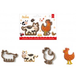 set 2 cookie cutter "cow and hen" - Decora