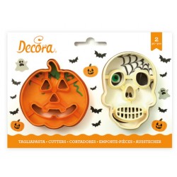 set 2 cookie cutter "skull and pumpkin" - Decora
