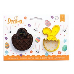 set 2 cookie cutter "basket and bunny" - Decora