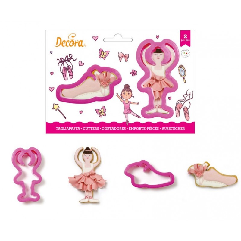 set 2 cookie cutter "ballerina and dancing shoe" - Decora