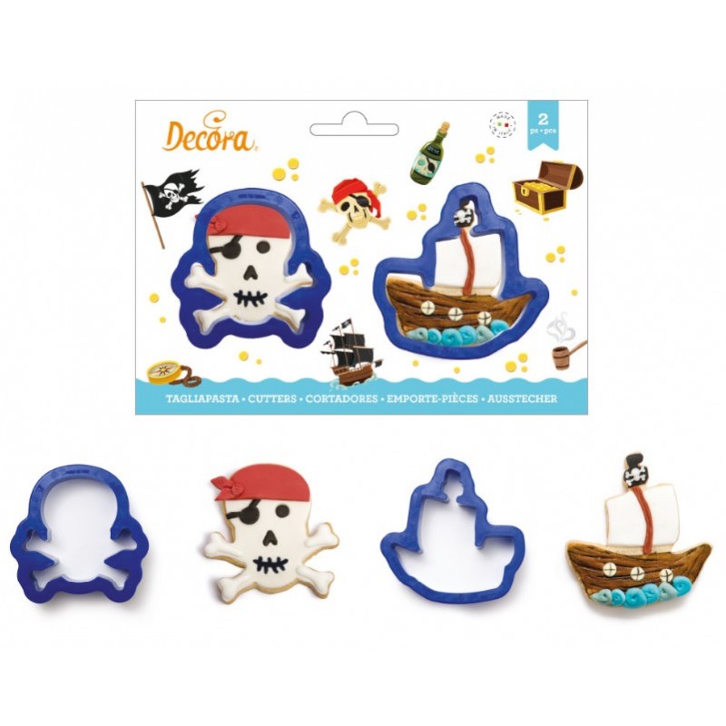 set 2 cookie "skull and pirate ship" - Decora