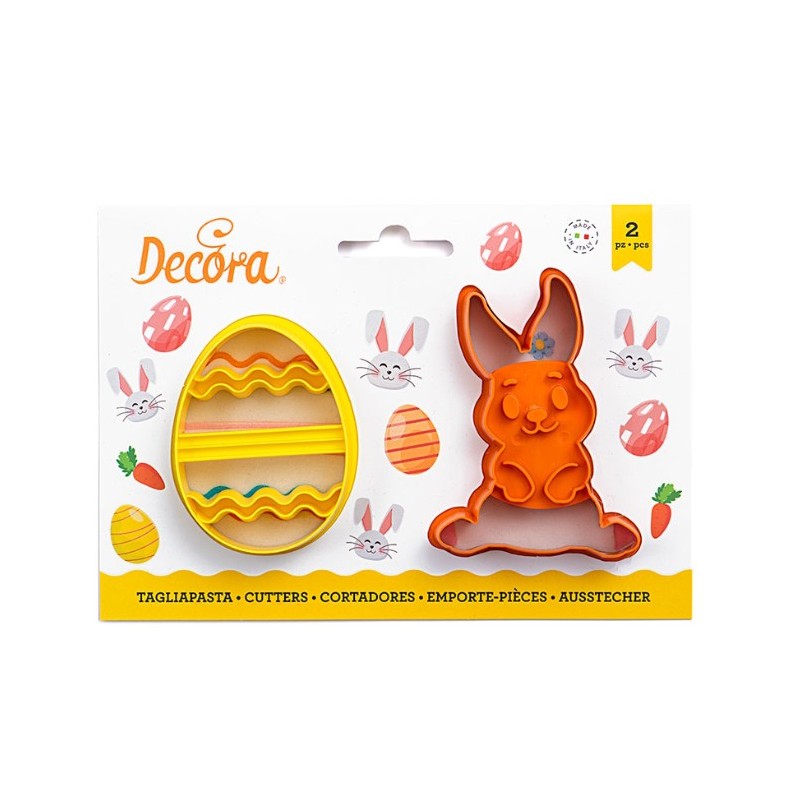 set 2 Ausstecher "Kaninchen und dekoriertes Ei" - Decora