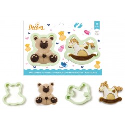 set 2 cookie cutter "teddy bear and rocking horse" - Decora