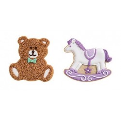 set 2 cookie cutter "teddy bear and rocking horse" - Decora