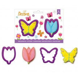 set 2 cookie cutter "butterfly and flower" - Decora